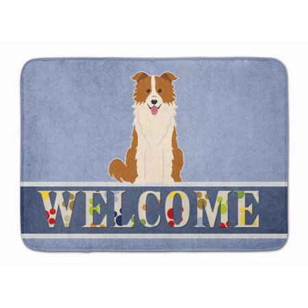 Carolines Treasures Border Collie Red White Welcome Machine Washable Memory Foam Mat BB5700RUG